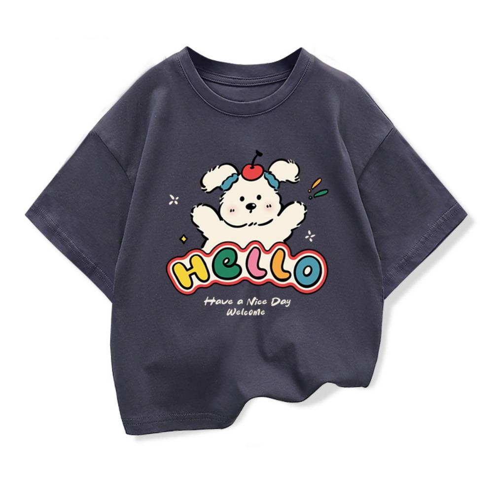 

Boys And Girls Cute Puppy T-shirt Kids Short-Sleeve Cartoon Graphic Loose Tops Tee 2026 New Summer Kids Clothing 110