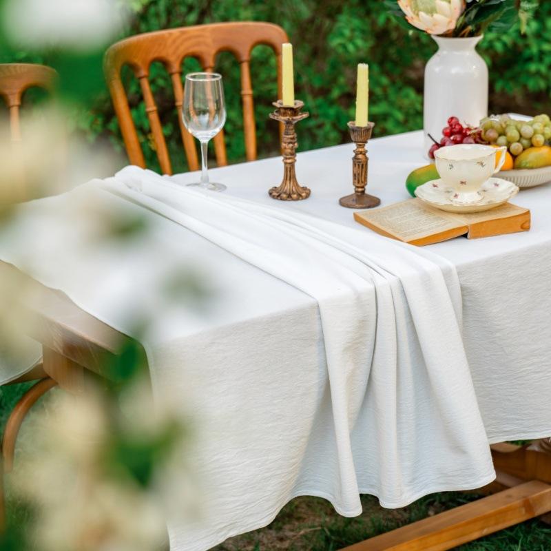 Natural Cotton Tablecloth Rectangle, Luxury Resistant Durable Farmhouse Table Cloth for Dining Party Christmas Weddings Birthday