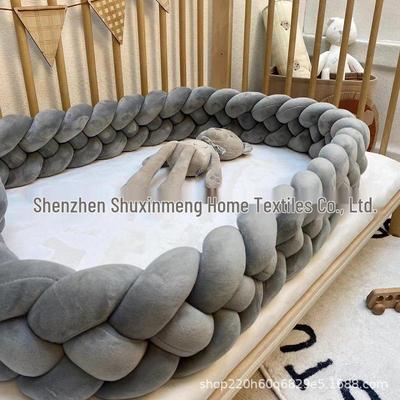 Four-Strand Braided Baby Crib Bumper Pillow – Knotted Ball Anti-Collision Cushion.