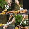 Outdoor BBQ Tools Stainless Steel Barbecue Tool Set Cloth Bag Fork Shovel Clip and Sweep Barbecue Sticks