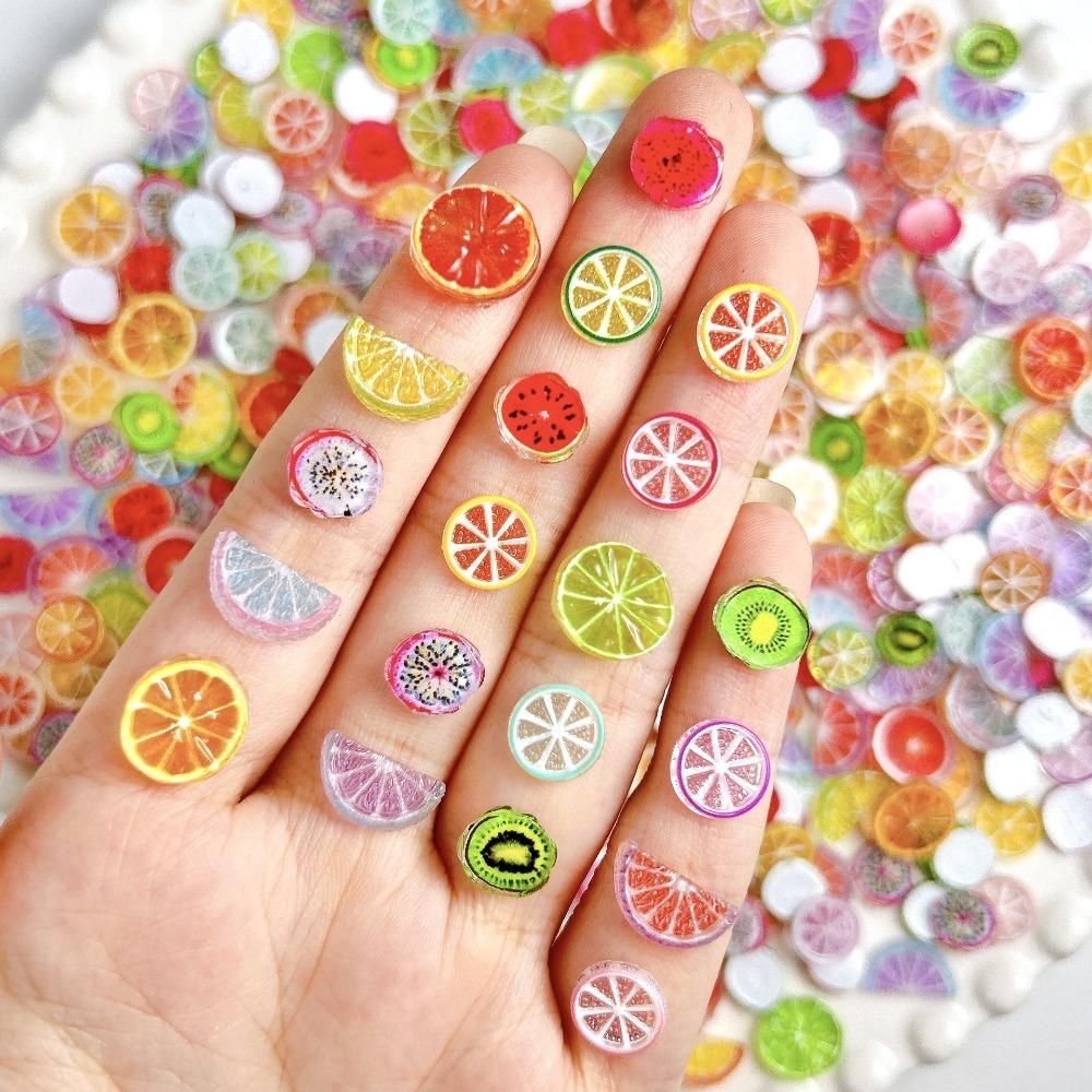 

30Pcs/Bag Orange Shape Fruit Nail Charms Lemon Shape Flatback Nail Rhinestones DIY Nails