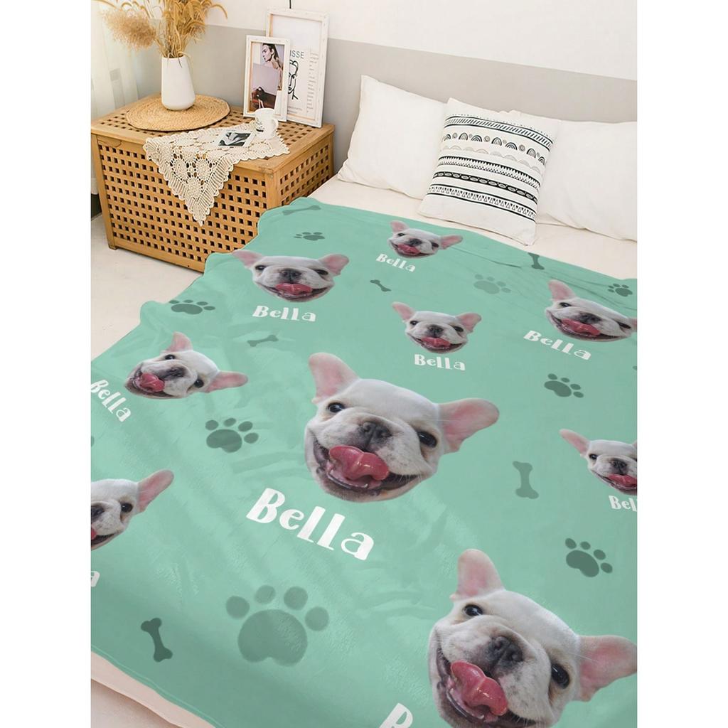 1-PC Personalized Blanket Custom Pet Dog Flannel Blankets Pet Name Personalized Dogs Name Pictures Gift Blanket For Baby Dog