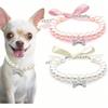 Pearl Necklace with Rhinestone Bone Decor for Dogs & Cats, Fashionable Cat Wedding Collar Jewelry Suitable for Girls, Cats, Small Dogs