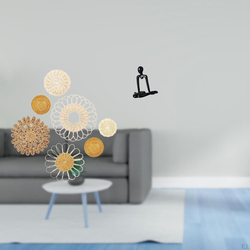 Rattan Woven Wall Art And Abstract Thinker Sculpture Decorative Ornament for Bedroom Hallway Tea