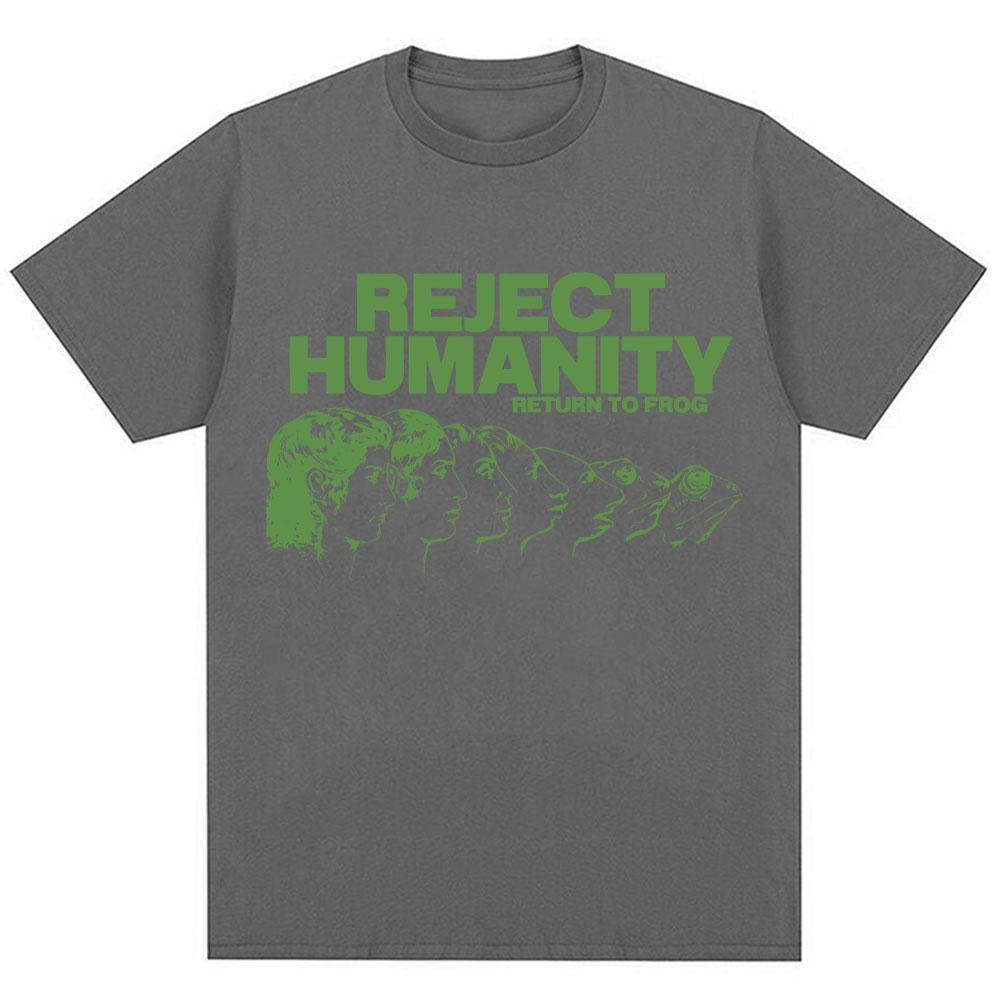 Lehne die Menschheit ab, kehre zum Frosch zurück Lustiges Meme T-Shirt Humor Modedesign Männer Frauen T-Shirts Animorphs Evolution Lockere Baumwoll-Tees