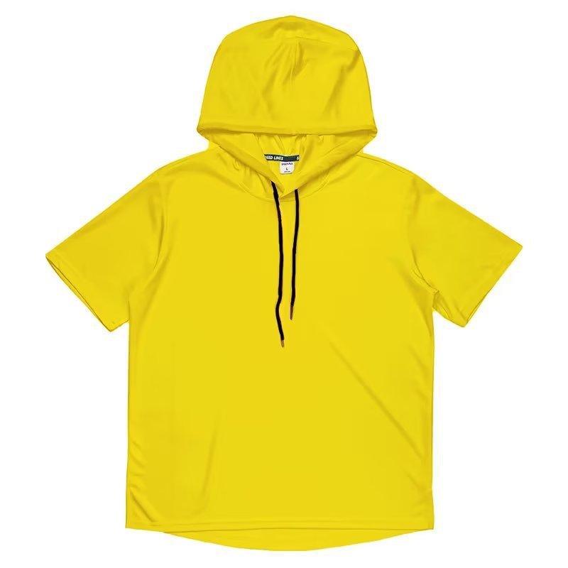 Unisex Summer Thin Short Sleeve Hooded T-shirt Japanese Style Solid Color Loose Plus Size Breathable Casual Pullover Tee