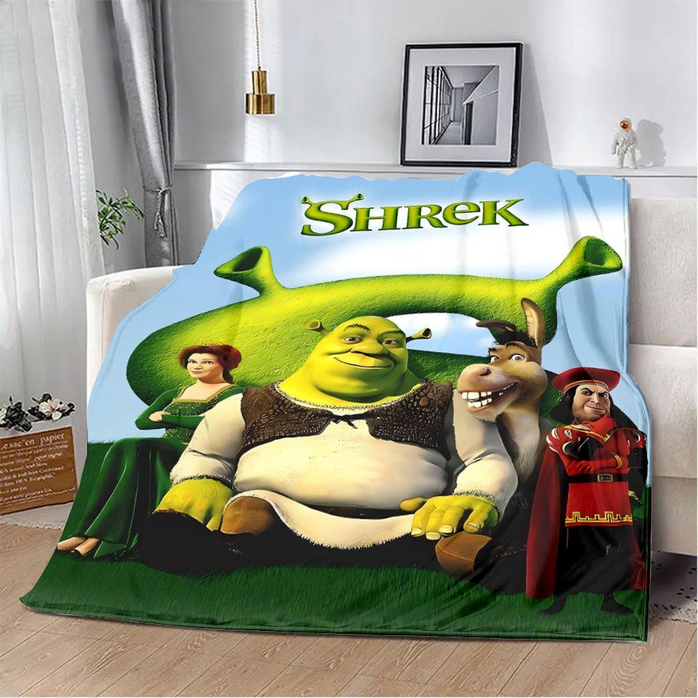 Funny Cartoon Shrek Printed Blanket Picnic Blankets Warm Blanket Soft and Comfortable Blanket Home Travel Birthday Gift