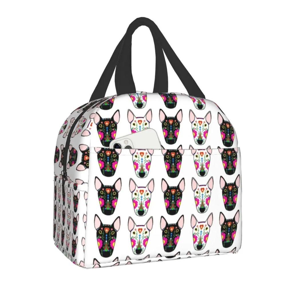 Bullteriér Vzor Opakování Izolovaná Taška na Oběd pro Ženy Vodotěsná Zvířecí Termo Chladicí Taška na Oběd Dětský Školní Box na Jídlo