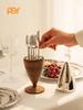 Luxury Set of 6 Fruit Forks with Holder, Stainless Steel Fruit Forks, Small Dessert Forks for Home Decor, Party and Bar