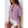2026 Women's Casual Solid Color Five-Sleeve Loose Plus Size Pullover Shirt