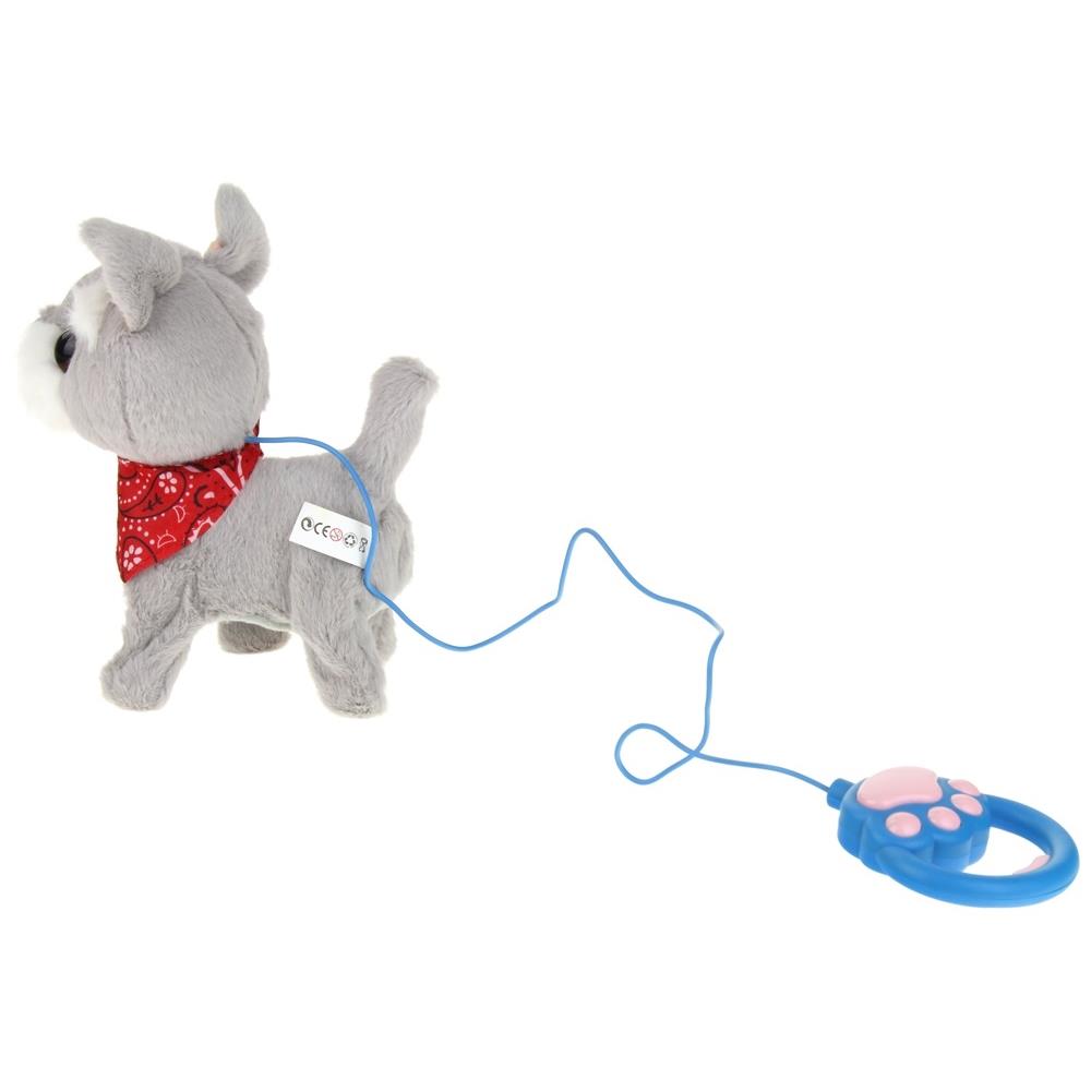 Interactive Dog on a Leash Mascot Schnauzer Walks and Barks