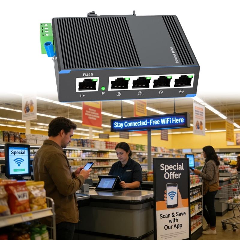 Industrial 5 Port 100Mbps Industrial Switcher 1000Mbps Industry Ethernet Networking Switcher DIN Rail Mounted Data Transfer