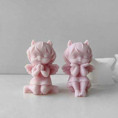 3D Prayer Angel Plaster Doll Silicone Mold Handmade Aroma Candle Gypsum Form Mould Soap Soy Wax Candle Making Supplies