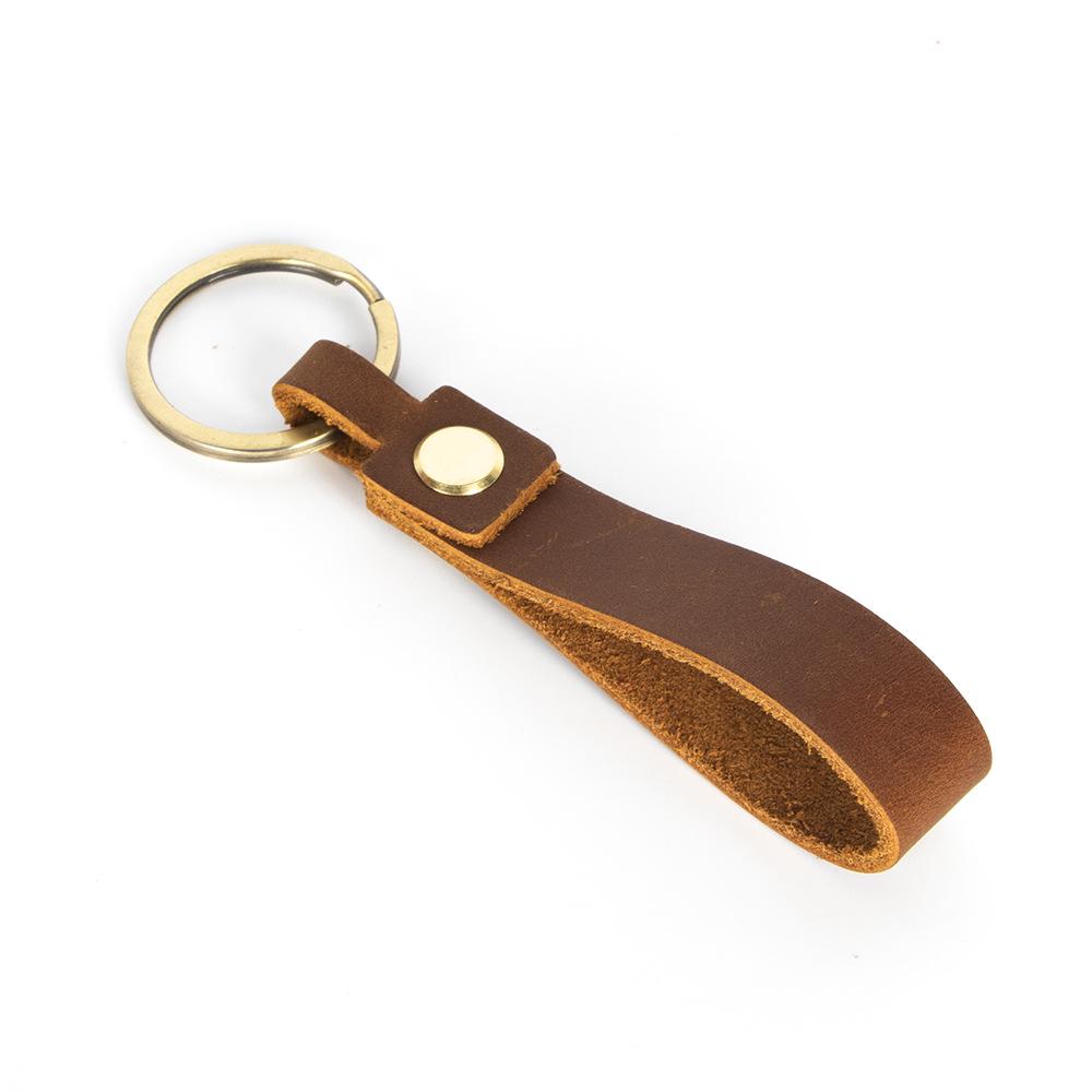 Genuine Leather Cowhide Keychain: Retro Crazy Horse Pendant тёмно-рыжий