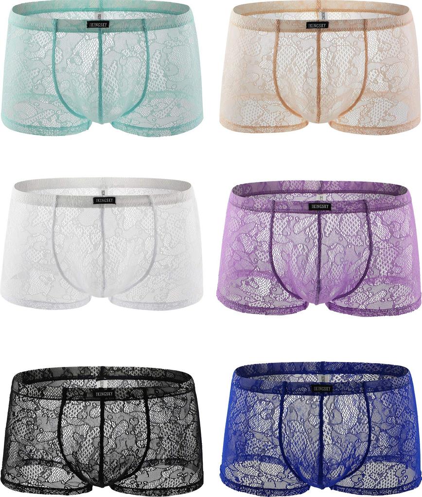 Sexy Boxer Soft Breathable Inner Low Rise 3D Sewing Underwear 6 Colors [iKingsky] Men's Men's (S,