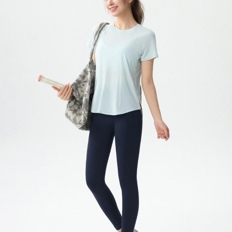Womens Quick-Dry Loose Yoga Top With Mesh Back Breathable Short Sleeve Fitness Shirt 2026