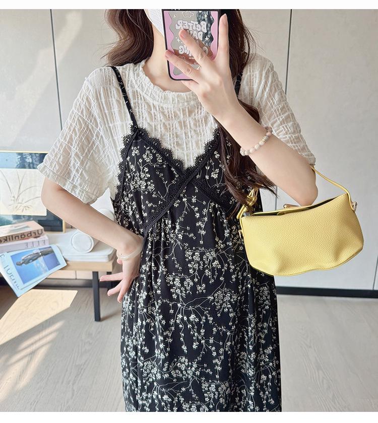 2026 Summer Maternity Floral Faux Two-Piece Slimming Dress