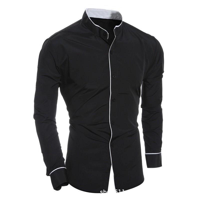 Men's Korean Style Slim Fit Long Sleeve Shirt - Casual Solid Color, New Spring Arrival