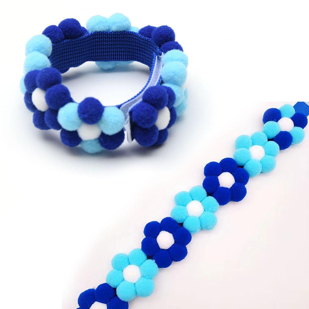 Adjustable Rainbow Flower Pet Collar with Fur Ball - Cute and Soft for Cats and Dogs