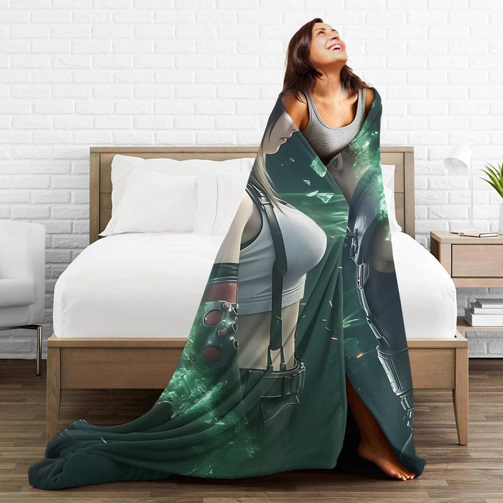 Tifa Lockhart Inspire Flannel printed blanket suitable for all seasons suitable for living room office sofa and travel 180x250CM