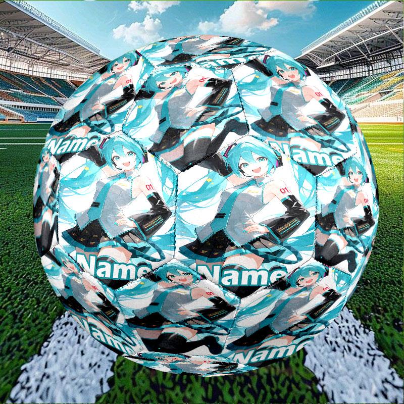 Custom Name Personalized Hatsune Miku Print Size 5 Soccer Ball Training & Match Football, for Team, Kicking, Gift for Football Enthusiasts