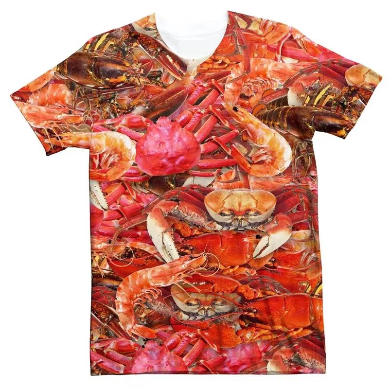 3D Print Funny Fried Chicken T-Shirts Pizza Food Graphic Men's Short Sleeve