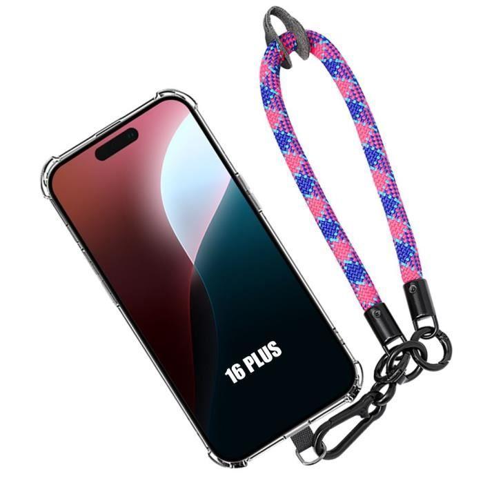 Case for iPhone 16 Plus, Shockproof In Transparent Silicone with Removable Tricolor Bracelet