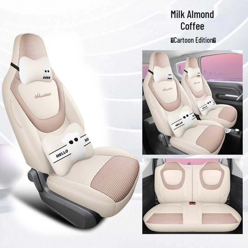 Wuling Mini 3rd Gen Car Seat Cover - Cartoon Design, Full Coverage, All-Season, Universal Fit for 24 Models