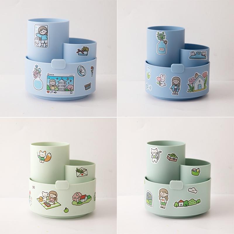 Multifunktionaler Schreibtisch-Stifthalter mit 3 Fächern und Drehfunktion