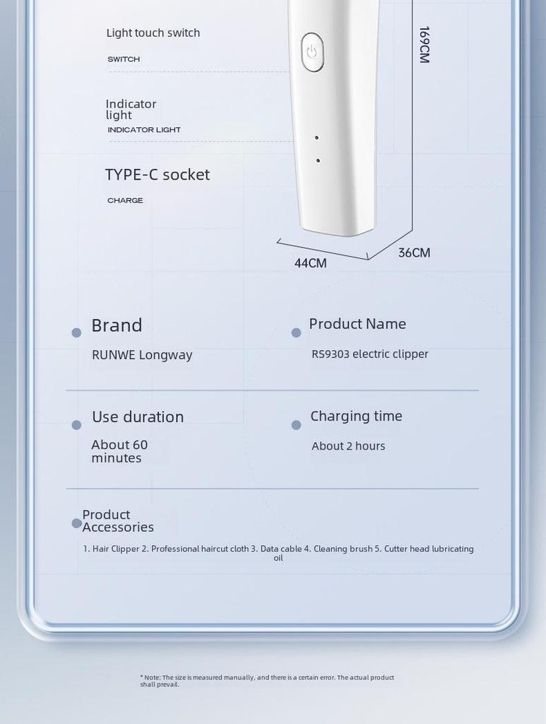 Longway Rechargeable Self-Shaving Hair Clipper & Electric Razor