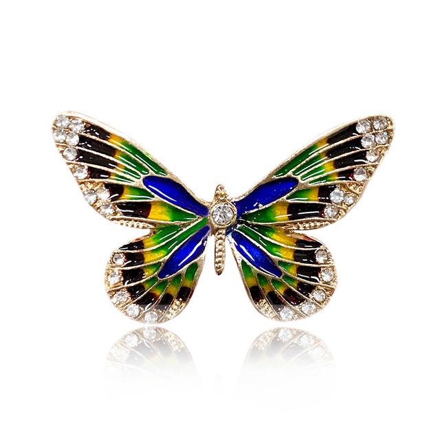 

Metal Alloy Rhinestone Butterfly Pin Brooch Rhinestone Drop Oil Metallic Clothing All Match European And American Rhinestone BroochTrendy Drop