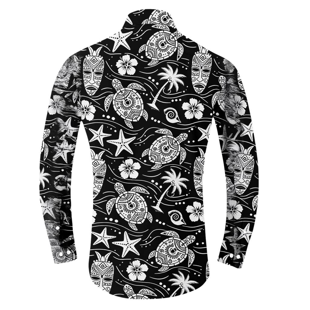 Men's Clothing Long Sleeve Hawaiian Shirt for Men Casual Button Down Shirts for Men Lightweight Floral Design