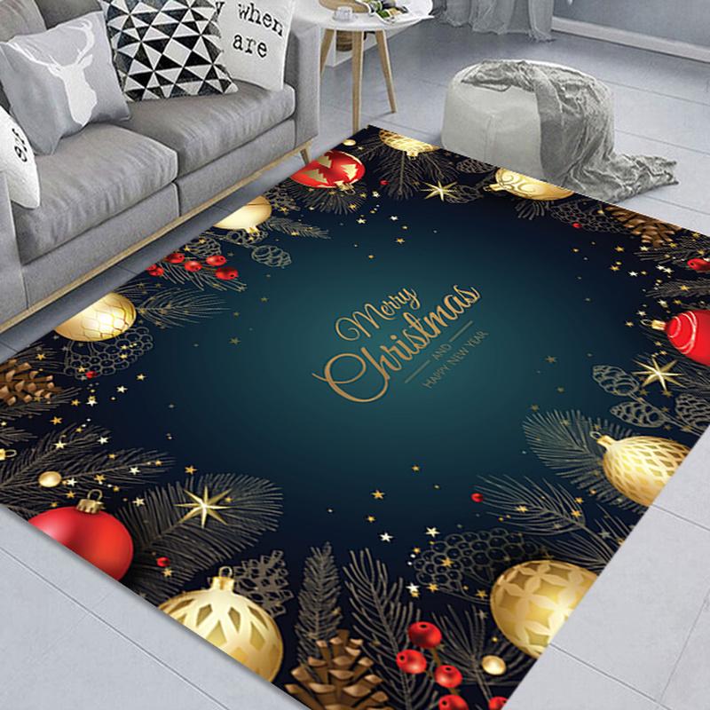 Christmas Print Decorative Floor Mat Living Room Bedroom Sofa Bedside Blanket  Year Corridor Floor Antifouling Door Mat