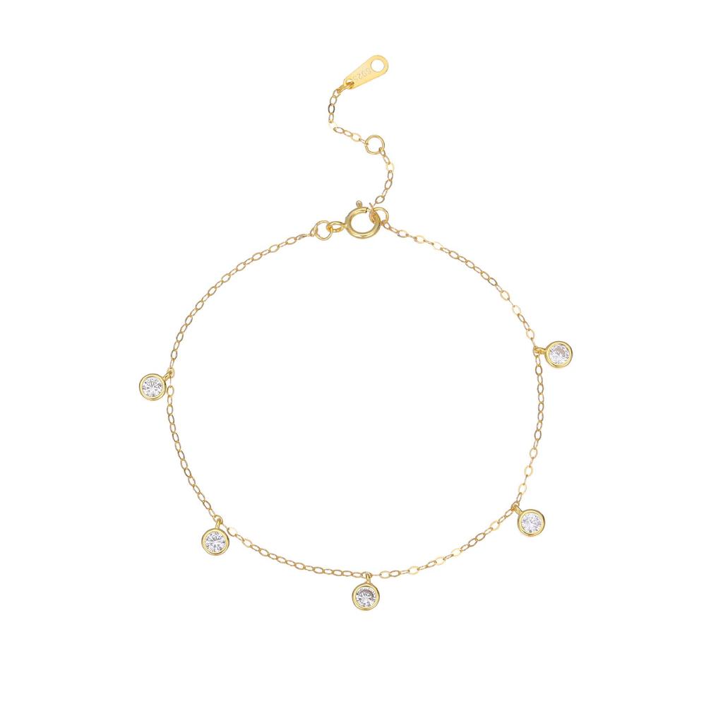18K Gold-Plated S925 Sterling Silver Bubble Zircon Bracelet - Minimalist Japanese & Korean Style, Exquisite Star-Inspired Hand Jewelry.