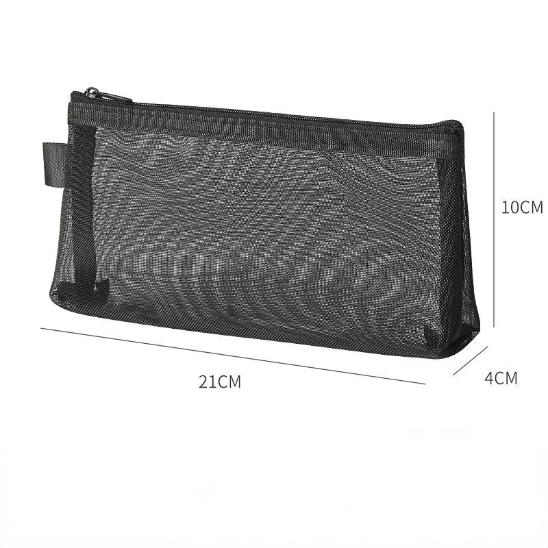 1Pc Clear Mesh Pencil Case Stereoscopic Portable School Supplies Pen Box Bill Storage Bag Zipper Pouch Office Student Pen Bag
