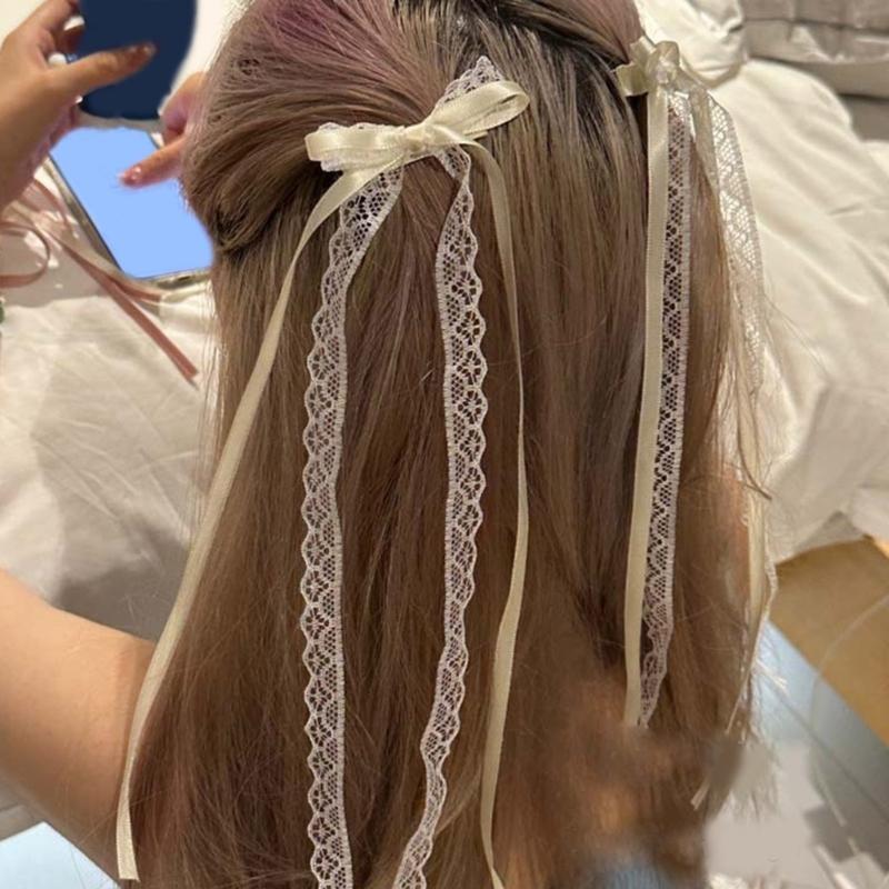 Lace Ribbon Hair Bows Cute Ballet Hair Clip Women Barrettes Hair Styling Tool