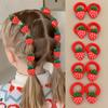 Set of 10 or 30 pieces: Sweet and Cute Strawberry and Cherry Fruit Hair Ties for Little Girls—Red and Festive