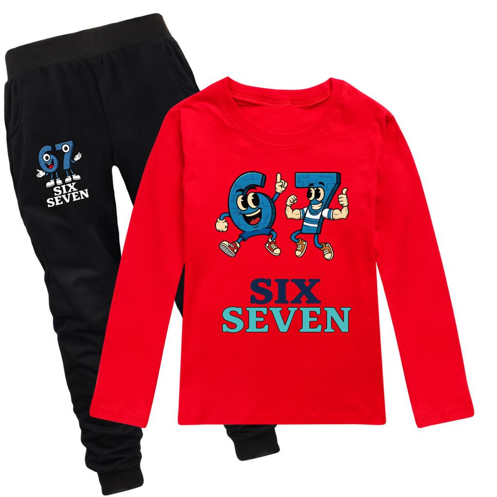 5225 Kinder Jungen Mädchen Steal a Brainrot 67 Print T-Shirt Hose Kleidung Set