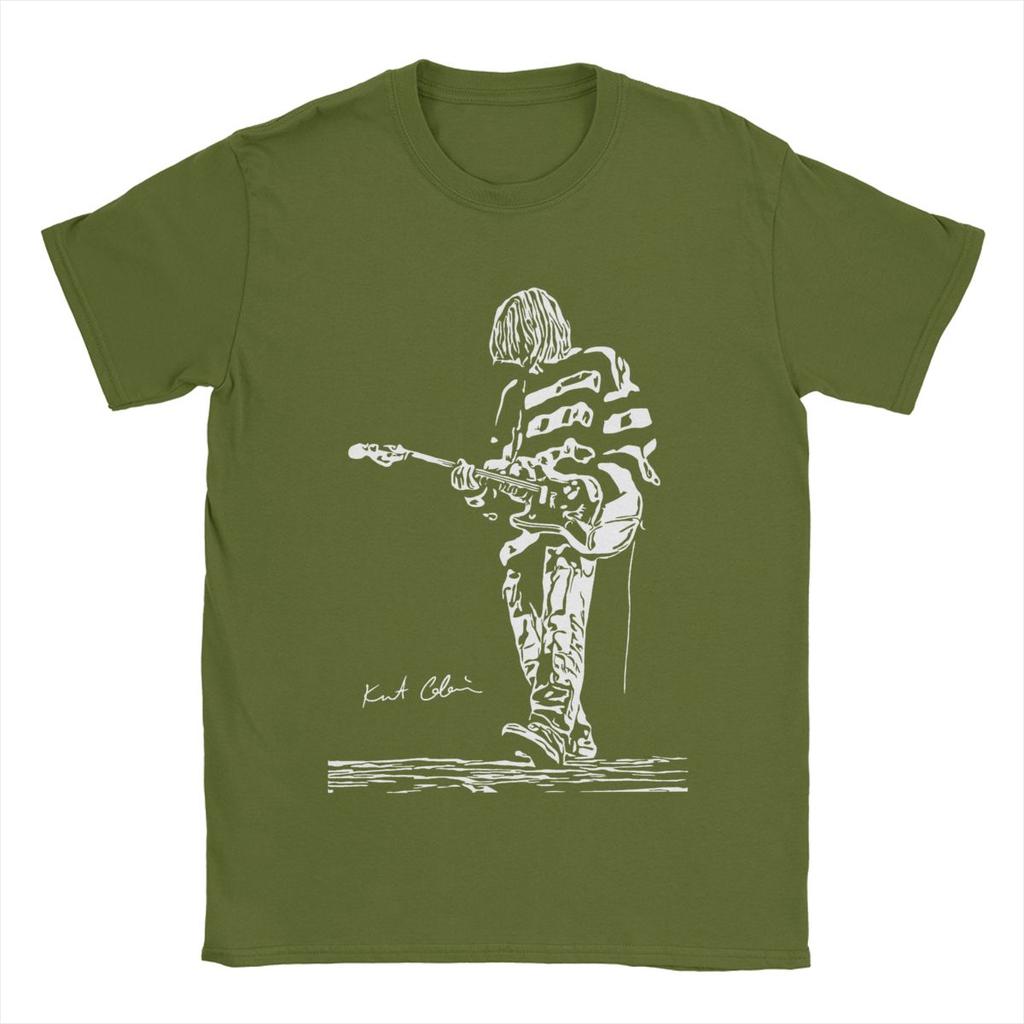 Kurt Cobain Guitar Men's T Shirts Cool Tee Shirt Short Sleeve Crewneck T-Shirt 100% Cotton Classic Clothing