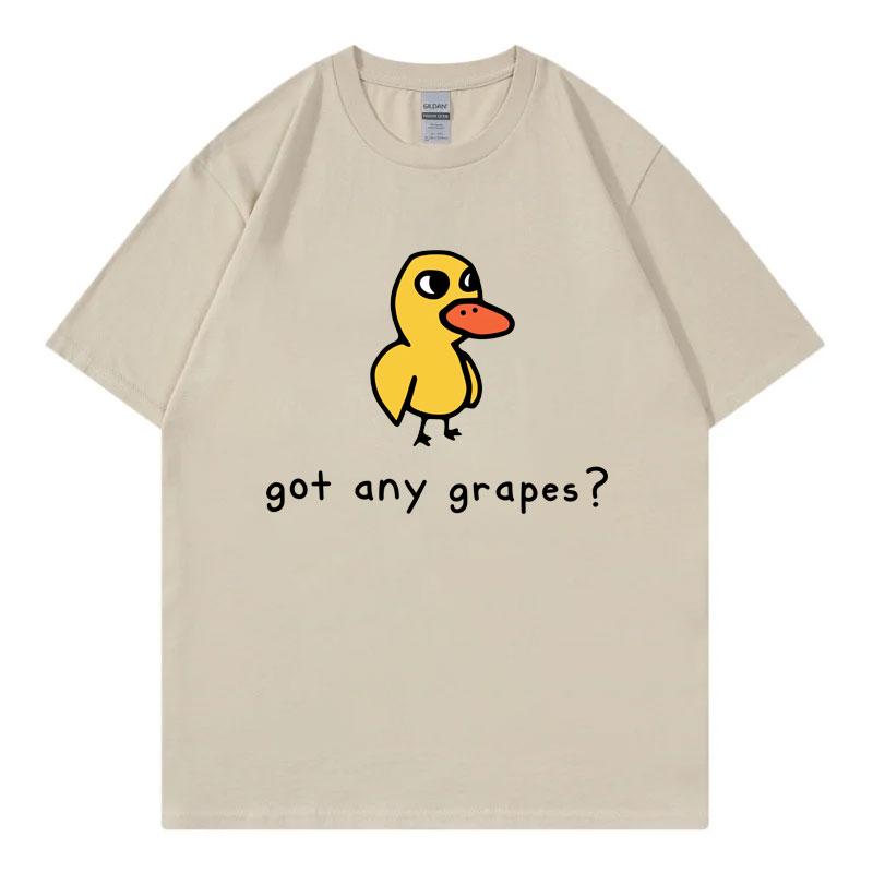 Got Any Grapes Funny Duck Meme Tshirts Unisex Unisex Clothing Fashion Cartoon T Shirts Summer Casual Cotton Short Sleeve Tshirt