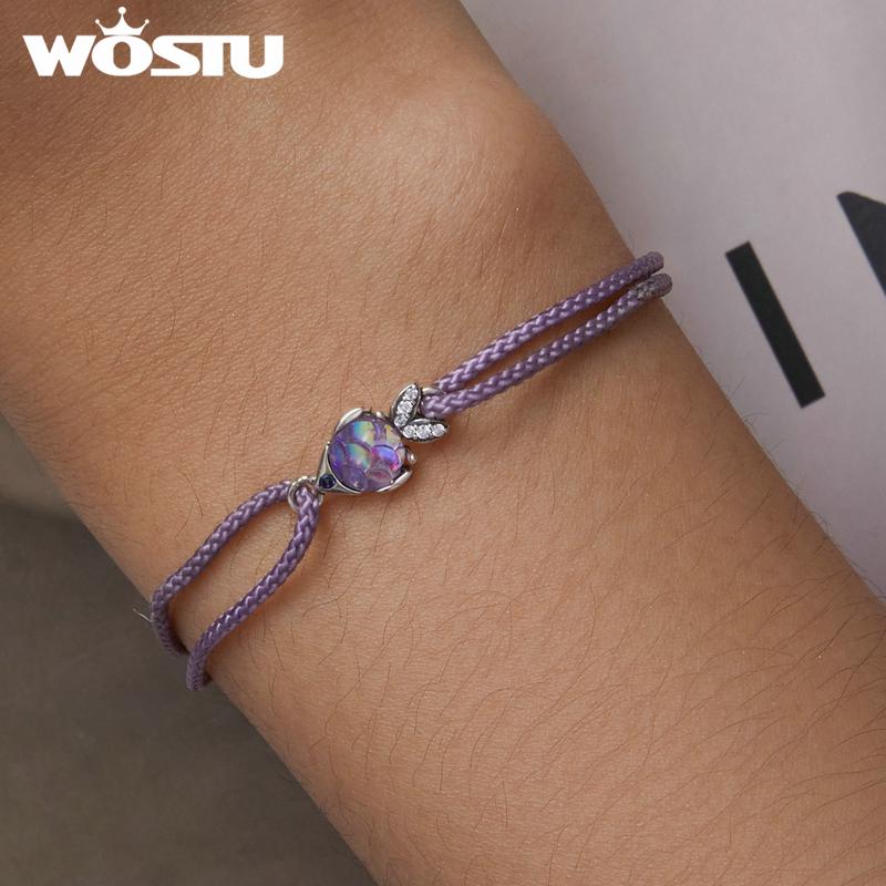 WOSTU 925 Sterling Silver Cute Orange Sun Bracelet For Women Simple Stylish Jewelry Bracelet