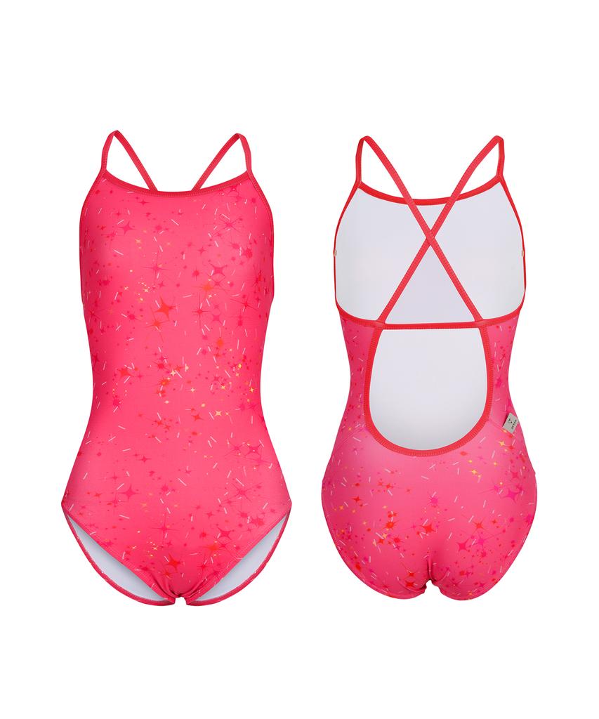 Jeteseu Women'S Power Shield Single Triangle Back One-Piece Swimsuit Star Dust Pink L9A6014