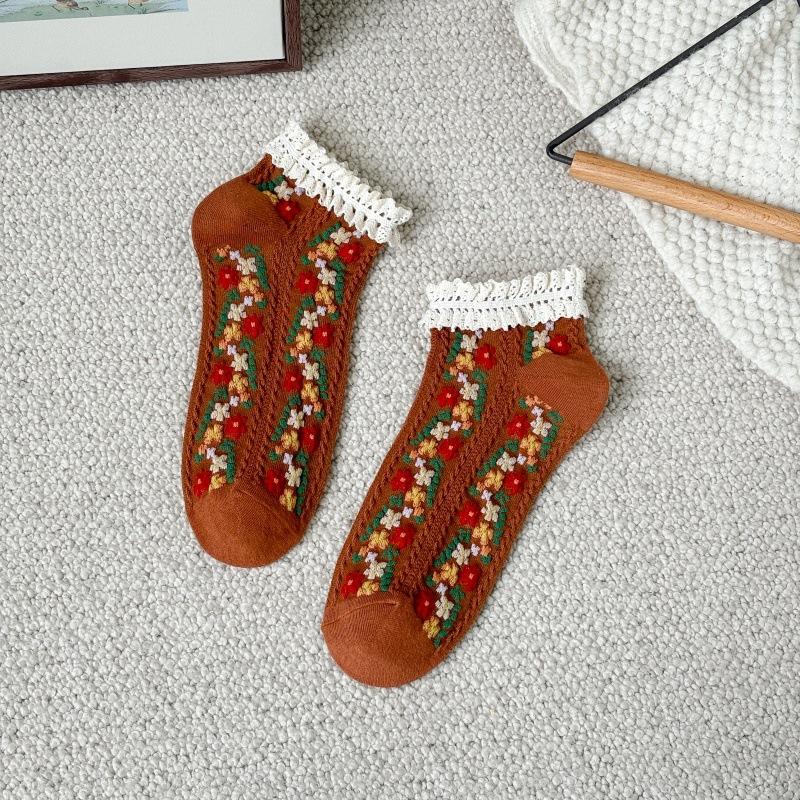

Socks Women S Short Socks Lace Socks Cotton Floral Boat Socks Mori Retro Court Style Princess Socks Tide One size fits all