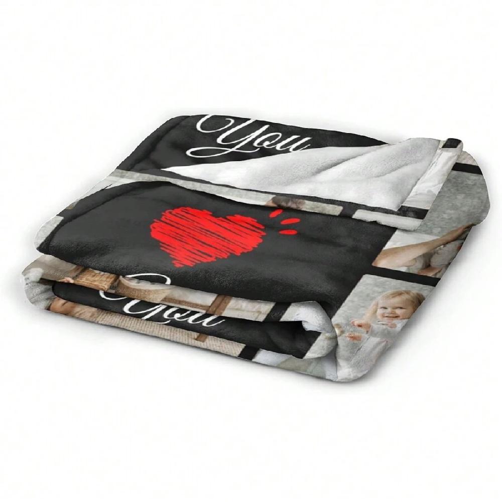 1pc Customized Photo Blanket Personalized Photo Blanket  Memory Blanket Family Gift Customized Christmas Gifts  For Lover