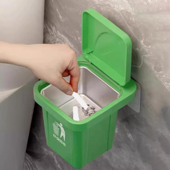 Trash Can Ashtray with Lid Removable Stainless Steel Inner Heavy Duty No Drill Wall Mount Home Office Countertop Decorative Ash Holder Storage Box