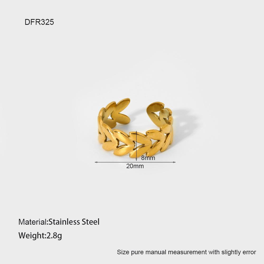 European and American hollow love irregular stainless steel open ring plain ring plated 18k gold geometric ring niche advanced