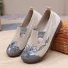Ladies Mary Jane low-top shoes, Chinese style flat shoes, floral embroidery single shoes, round-toe knitted dress shoes