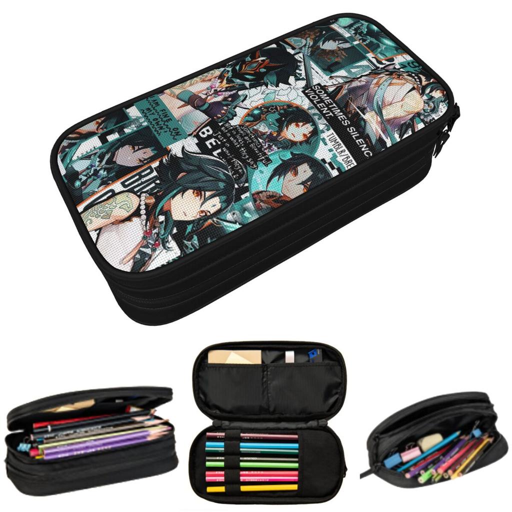 Spel Genshin Impact Xiao Anime Etui voor Jongen Meisje School Pennendoos Potloodtas Schrijfwaren Pennenhouder Tas