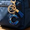 Blue Series Keychain Pendant, Initial Letter Charm Key Chain with Eyes Tassel Design, A-Z Holder for Bags Backpacks Cars Accessories Sale Goods
