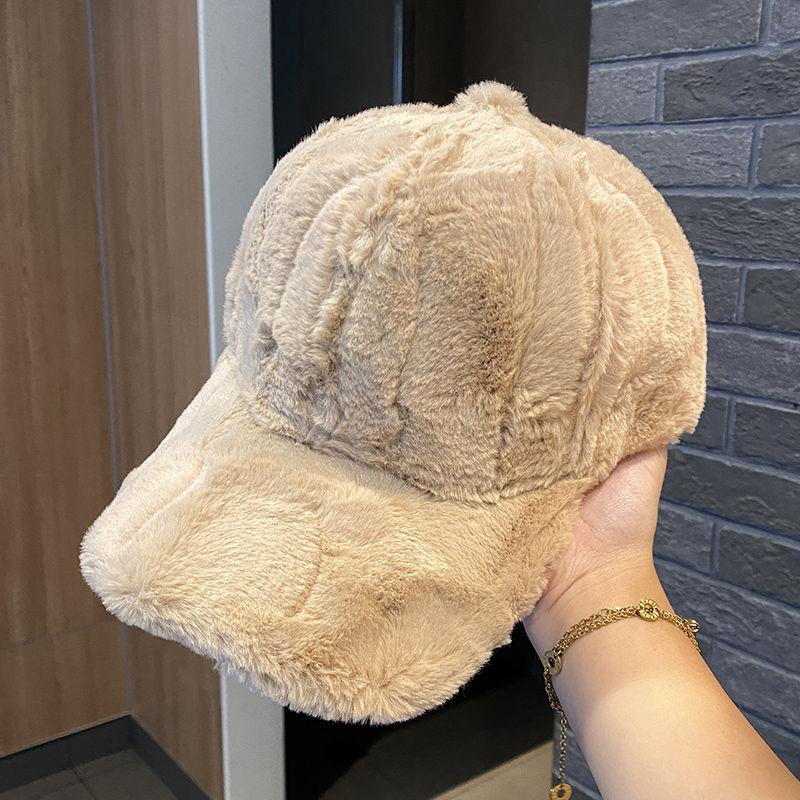 

Новая плюшевая бейсболка женская осенне-зимняя утолщенная теплая и ветрозащитная кепка с козырьком ONE SIZE хаки